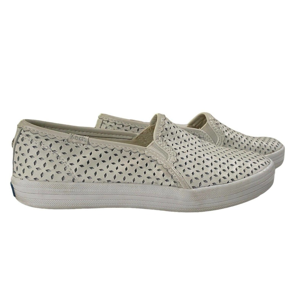 Keds Kate Spade White Double Decker Slip On Sneakers Womens Size 6 Leather
